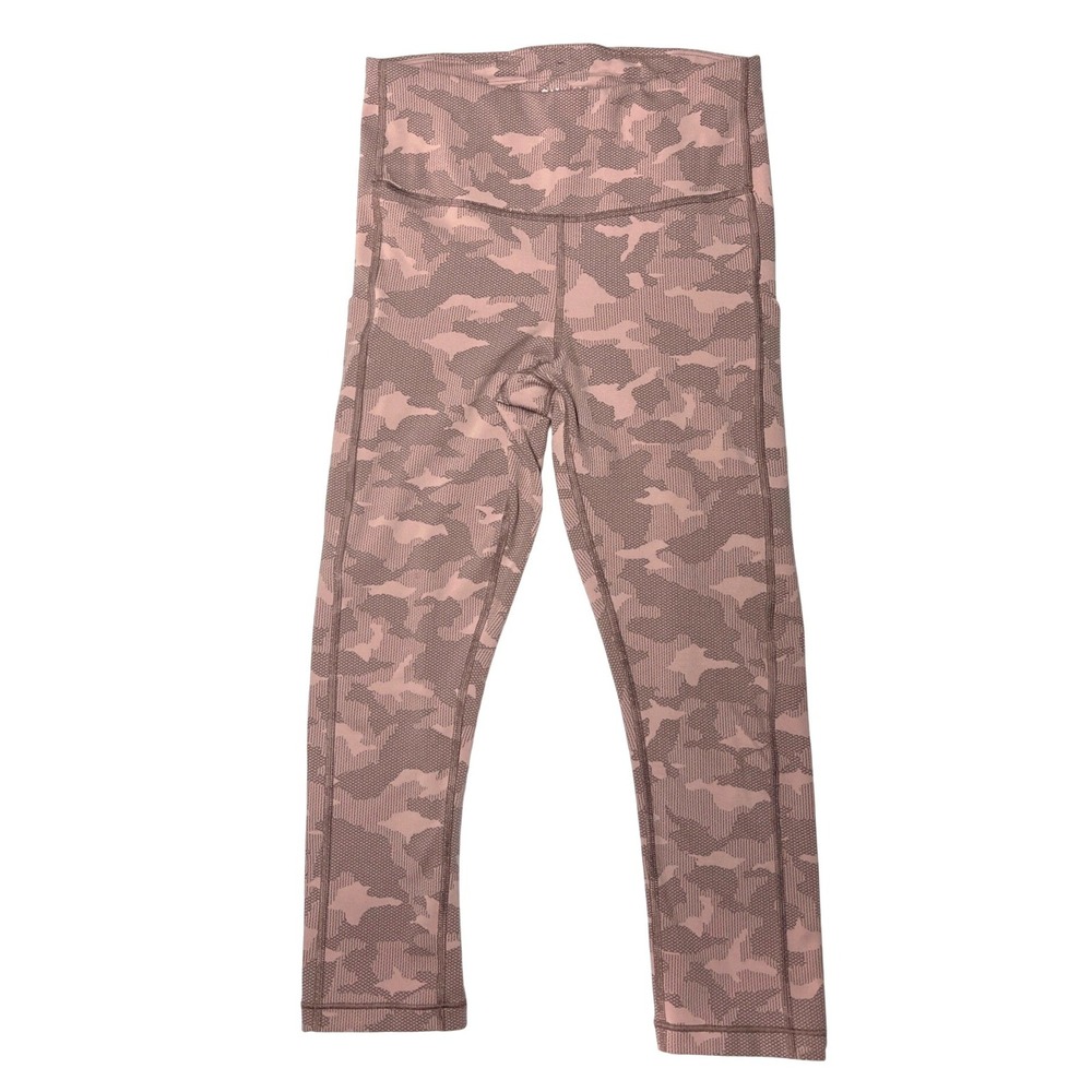 Athleta Ultimate Stash Pocket Capri Small Pink Mauve Camo High Rise Workout EUC - Picture 2 of 8